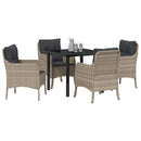Have Spisebordssæt med pude 5 pcs Lysegrå polyrattan