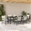 Have Spisebordssæt med pude 7 pcs Sort polyrattan