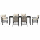 Have Spisebordssæt med pude 7 pcs Sort polyrattan