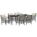 Have Spisebordssæt med pude 7 pcs Sort polyrattan