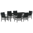 Have Spisebordssæt med pude 7 pcs Sort polyrattan