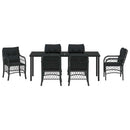 Have Spisebordssæt med pude 7 pcs Sort polyrattan