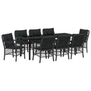 Have Spisebordssæt med pude 9 pcs Sort polyrattan