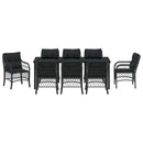 Have Spisebordssæt med pude 9 pcs Sort polyrattan