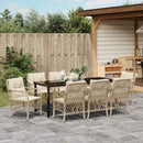 Have Spisebordssæt med pude 9 pcs Beige polyrattan