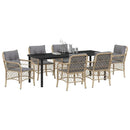 Have Spisebordssæt med pude 7 pcs Beige polyrattan