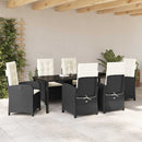 Have Spisebordssæt med pude 7 pcs Sort polyrattan