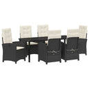 Have Spisebordssæt med pude 7 pcs Sort polyrattan