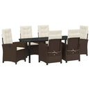 Have Spisebordssæt med pude 7 pcs Brun polyrattan