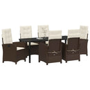Have Spisebordssæt med pude 7 pcs Brun polyrattan