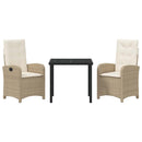 Have Spisebordssæt med pude 3 pcs Beige polyrattan