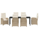 Have Spisebordssæt med pude 7 pcs Beige polyrattan