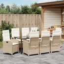 Have Spisebordssæt med pude 9 pcs Beige polyrattan