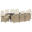 Have Spisebordssæt med pude 9 pcs Beige polyrattan