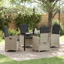 Have Spisebordssæt med pude 5 pcs Lysegrå polyrattan