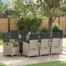 Have Spisebordssæt med pude 9 pcs Lysegrå polyrattan