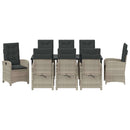 Have Spisebordssæt med pude 9 pcs Lysegrå polyrattan