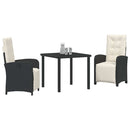 Have Spisebordssæt med pude 3 pcs Sort polyrattan