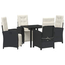 Have Spisebordssæt med pude 5 pcs Sort polyrattan