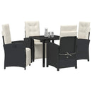 Have Spisebordssæt med pude 5 pcs Sort polyrattan