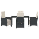 Have Spisebordssæt med pude 5 pcs Sort polyrattan