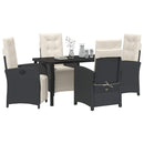 Have Spisebordssæt med pude 5 pcs Sort polyrattan