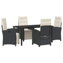 Have Spisebordssæt med pude 5 pcs Sort polyrattan