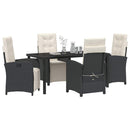 Have Spisebordssæt med pude 5 pcs Sort polyrattan
