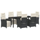 Have Spisebordssæt med pude 7 pcs Sort polyrattan