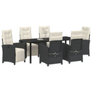 Have Spisebordssæt med pude 7 pcs Sort polyrattan