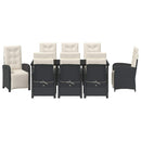 Have Spisebordssæt med pude 9 pcs Sort polyrattan