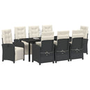Have Spisebordssæt med pude 9 pcs Sort polyrattan