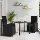 Have Spisebordssæt med pude 3 pcs Sort polyrattan