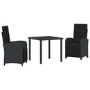 Have Spisebordssæt med pude 3 pcs Sort polyrattan
