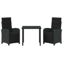 Have Spisebordssæt med pude 3 pcs Sort polyrattan