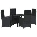 Have Spisebordssæt med pude 5 pcs Sort polyrattan