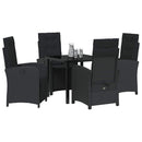 Have Spisebordssæt med pude 5 pcs Sort polyrattan