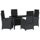 Have Spisebordssæt med pude 5 pcs Sort polyrattan