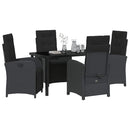 Have Spisebordssæt med pude 5 pcs Sort polyrattan