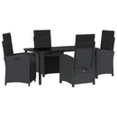 Have Spisebordssæt med pude 5 pcs Sort polyrattan