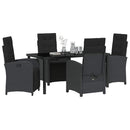 Have Spisebordssæt med pude 5 pcs Sort polyrattan