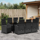 Have Spisebordssæt med pude 9 pcs Sort polyrattan