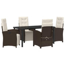 Have Spisebordssæt med pude 5 pcs Brun polyrattan