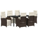 Have Spisebordssæt med pude 7 pcs Brun polyrattan