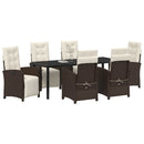 Have Spisebordssæt med pude 7 pcs Brun polyrattan