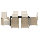 Have Spisebordssæt med pude 7 pcs Beige polyrattan