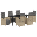Have Spisebordssæt med pude 7 pcs Beige polyrattan