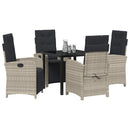 Have Spisebordssæt med pude 5 pcs Lysegrå polyrattan