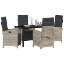 Have Spisebordssæt med pude 5 pcs Lysegrå polyrattan
