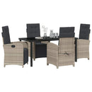 Have Spisebordssæt med pude 5 pcs Lysegrå polyrattan